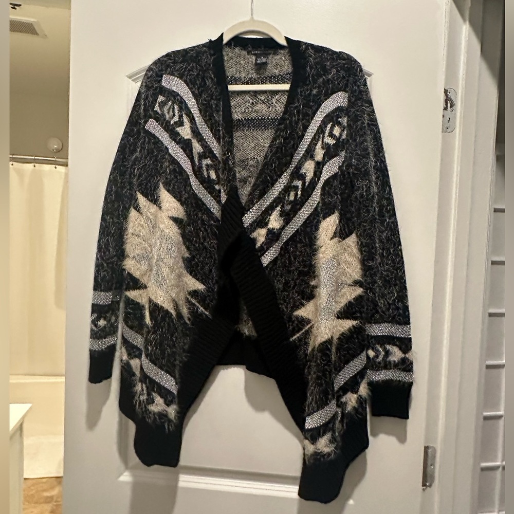 BCBGMAXAZRIA Cardigan Sweater with Silver Metallic detail